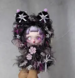 「80番」 ポップマート スカルパンダ ぬいぐるみ クロミ耳・パープル系着せ替え