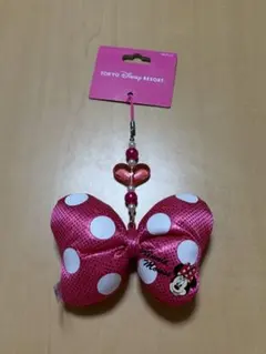 【新品・未使用品】ミニーちゃん リボンストラップ ディズニーピンク キーホルダー