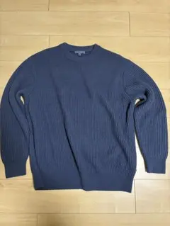 ユニクロJWAnderson リブクルーネックセーター/XXL ダークブルー