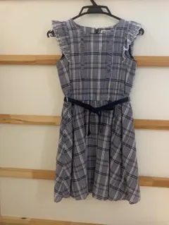 pom ponette ノースリーブワンピース Sサイズ グレー系チェック