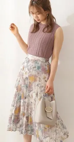 プロポーションボディドレッシング　シアーオーガンジーフラワープリーツスカート　Ｓ