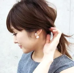 白 ホワイト パールピアス 3way ダブル 2連 大人 上品 ホワイト 韓国
