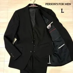 美品✨パーソンズフォーメン スリーピース スーツ ブラック ストライプ L