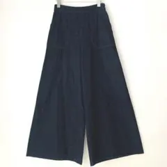 美品 日本製 ルカ レディラックルカ 綿100% ワイドデニムパンツ 濃紺 L