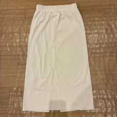 GU リブナロースカート　ロングスカート　ホワイト　ウエスト総ゴム