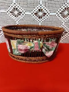 レトロな竹カゴ　竹かご　竹細工　竹籠　小物入れ　バスケット　インテリア等