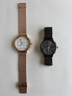 【新品未使用】クリスチャンポール　腕時計2本　ブラック＆ローズゴールド43mm