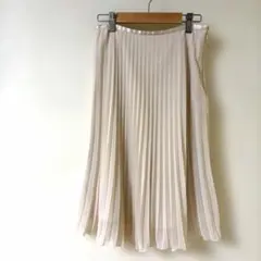 美品❗️グリーンレーベル✨ベージュ シフォン プリーツスカート ひざ丈