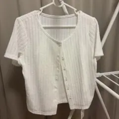 GRL sd086 半袖ボタン付きホワイトトップス