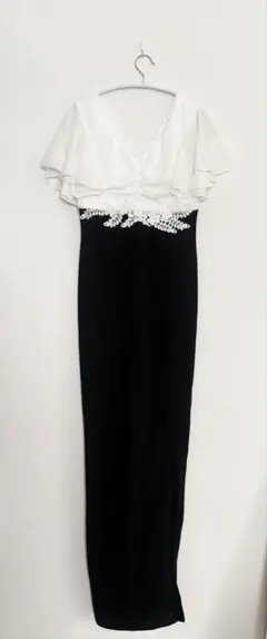 Tika キャバドレス　ナイトドレス　ブラックホワイト　ロング　Mサイズ