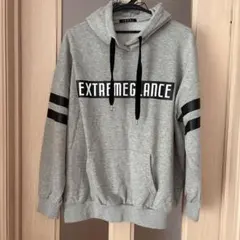 グレー フード付き スウェットパーカー