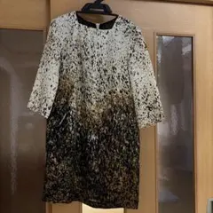 グラデーションデザイン 七分袖ワンピース