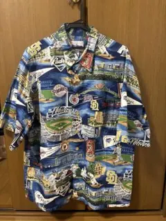 綱島理友 メンズM アロハシャツ 半袖シャツ 中日ドラゴンズ 総柄