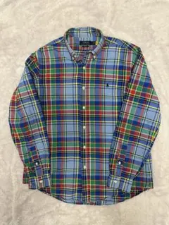 現行QRタグ　サイズL ポロラルフローレン　マルチカラー長袖シャツ