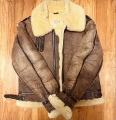 【30年物】HANAI リアルムートン B-3 フライトジャケット 茶