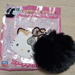 ハローキティ ふわふわファーチャームBOOK 千鳥格子リボン