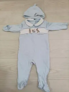 ピーターラビット刺繍付きロンパース 水色ボーダー