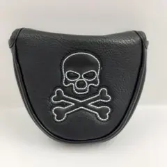 スカル ブラック マレットパターカバー 刺繍 高品質 マグネット開封式
