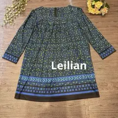美品 レリアン Leilian ドット柄ブラウス スクエアネック ビーズ 9号のサムネイル