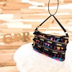 【レスポートサック×マヌーシュ】限定コラボ ボンボン付き ハンドバッグ 黒×金