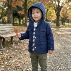 【コムサイズム】フード付きジャケット アウター 90 ネイビー キッズ