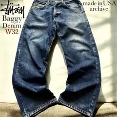 90s 00s USA製 STUSSY ステューシー バギーデニム シルバータブ