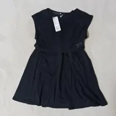 【新品タグ付】GU ガールズ メッシュレイヤードワンピース 120 ブラック 黒