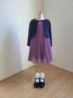 《 入学式セット！》メゾピアノハート柄ワンピース+ボレロ+靴下+シューズ/120