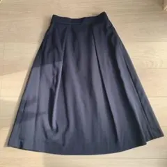 VIS フレアスカート 裏地付き ネイビー