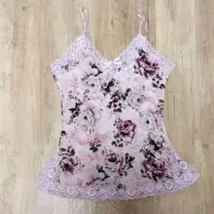 【美品】レストローズ・レース キャミソール・花柄・ピンク・Mのサムネイル