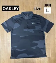 オークリー　メンズ　ポロシャツ　迷彩柄　ブラック✖️グレー　サイズＬ