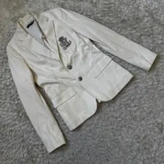 【RALPH LAUREN】ジャケット 無地 クリーム色 エンブレム刺繍入り L