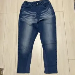 デニムブルー スリムフィットパンツ ウエストゴム