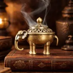 アンティーク風 象モチーフ香炉 ミニサイズ お香立て　ゴールド インテリア