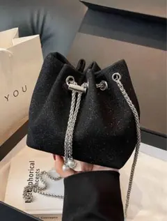 shein ブラック ラメ 巾着型ショルダーバッグのサムネイル