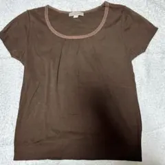 【美品】HUMAN WOMAN ブラウン 半袖Tシャツ 半袖ニットのサムネイル