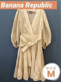 【BANANA REPUBLIC】ベージュ Vネック ワンピース M