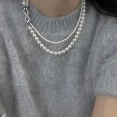 2連 3wayネックレス フェイクパール 綺麗め シンプル フォーマル 184