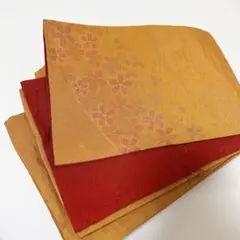 半幅帯 桜柄 リバーシブル 山吹色 赤 和装 着物 浴衣 お稽古 日本舞踊 初詣