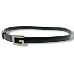 GUCCI✨グッチ　レザーベルト　ブラック　シルバー　Gロゴバックル　レディース