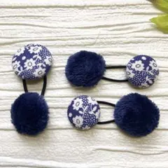 お買い得♡お揃い　コーデュロイリバティとボア シンプルくるみボタン　3個セット