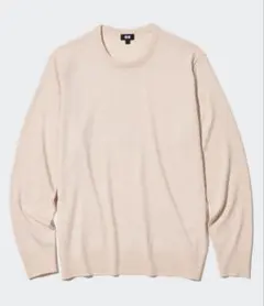 ユニクロ メンズ メリノクルーネックセーター (長袖) L ナチュラル