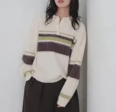 マルチボーダーポロニット/ホワイト　リアンLIAN