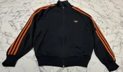 80s★adidas デサントトレフォイルトラックジャケット 黒×オレンジ 3号のサムネイル