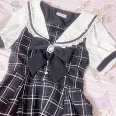 リズリサ LIZ LISA セーラーカラーセットアップ ブラックチェック