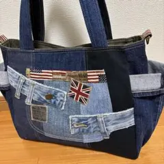 デニムリメイクバッグ　ハンドメイドバッグ