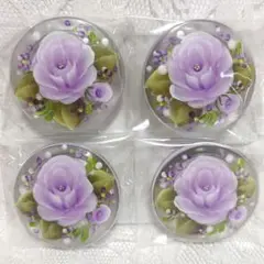 【トールペイント】マグネット（紫の薔薇）4個、4cm