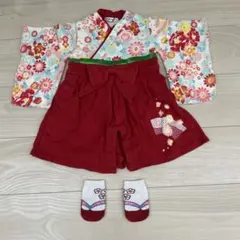 女の子　ベビー袴　ロンパース　花柄 70cm