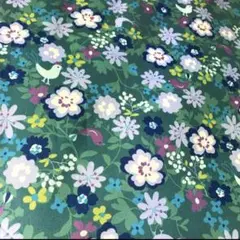cotton こばやし　花　鳥　グリーン　生地
