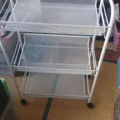 3段 メッシュ キッチンワゴン ホワイトのサムネイル